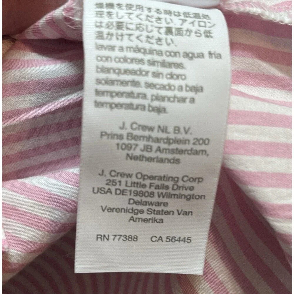 J Crew Puff Sleeve Stripe Mini Dress Womens 6 Pink Cottage Preppy Coastal Girly - Picture 9 of 9